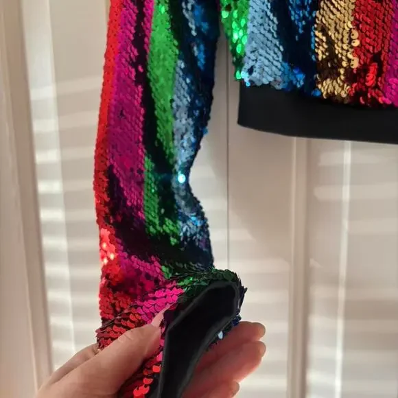 Rainbow sequin long sleeve top - Picture 3 of 7